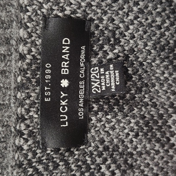 Lucky Brand Black & Gray Leopard Print Pullover Crew Neck Sweater Size 2X - Picture 4 of 6